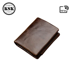 coffee TP191 Мужской кошелек, кожаный кошелек, сумка из натуральной кожи, маленький кошелек высокого качества, модный мужской кошелек, короткие кошельки, держатель для карт, цепочка KSK - Цвет: coffee TP191