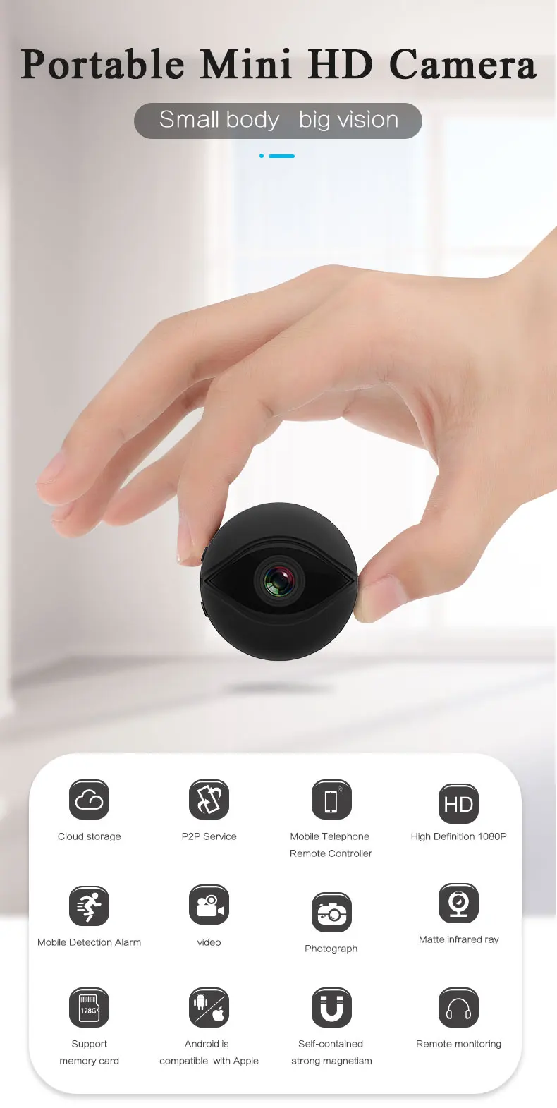 Мини видеoкамера WiFi 1080P Сенсор Nachtsicht микро безопасности дома видеокамера HD движения с помощью приложения на телефоне, DVR Dv(устройство цифровой записи видео Kleine камера, камера