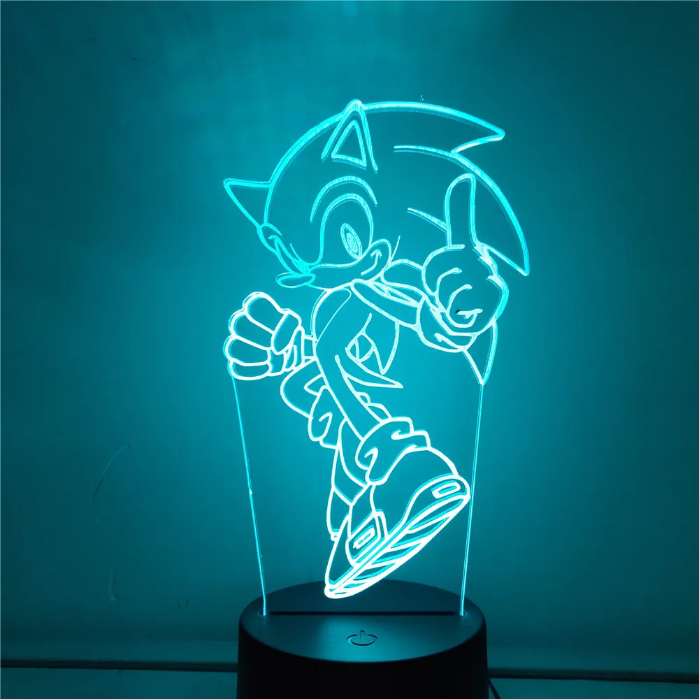 3D Night Light Sonic The Hedgehog Luminaria Lampe Anime Game Desk Table Lamp Home Decoration Lighting Creative Lampara Bedroom