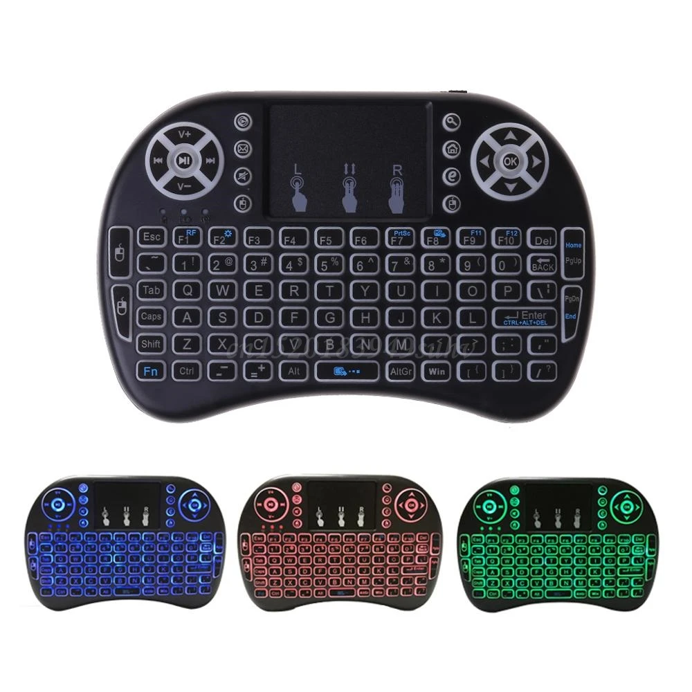 English Russian Backlight 2.4GHz Wireless Keyboard Air Mouse Touchpad Handheld Backlit for Android TV BOX Mini PC 3 Colors Calvas i8 Color: English Version