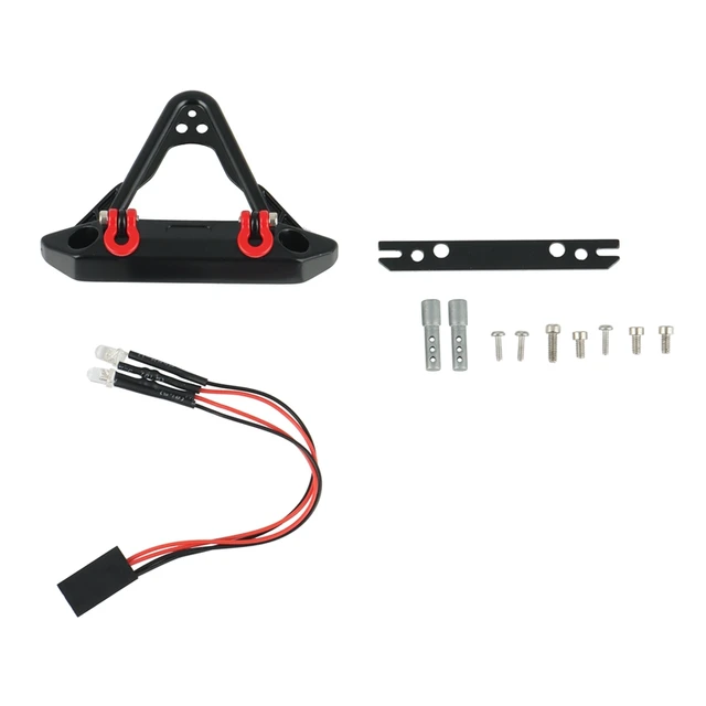Metal Front Bumper with Lights for Axial SCX24 JLU AXI00002 Deadbolt 90081 1/24 RC Crawler Car Upgrade Parts Accessories Tip Hea