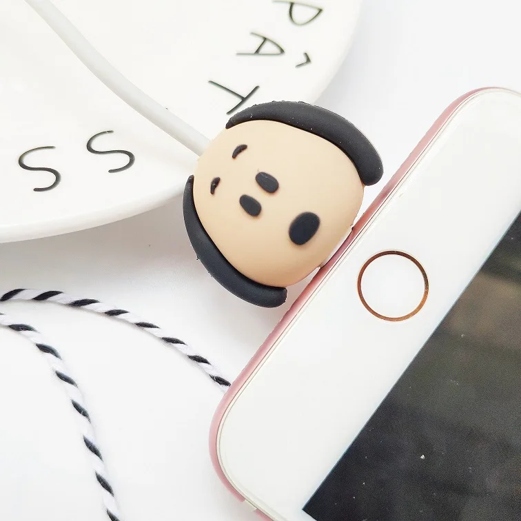 cream dog Милый укус мультфильм животных протектор для iphone 5 6 7 8 X XS шнур Защитная крышка usb зарядный кабель намотки - Цвет: cream dog