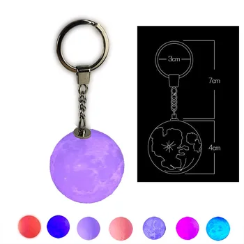 

BRELONG Colorful Light Keychain LED Night Light Lady Backpack Keychain Moon, Earth, Football