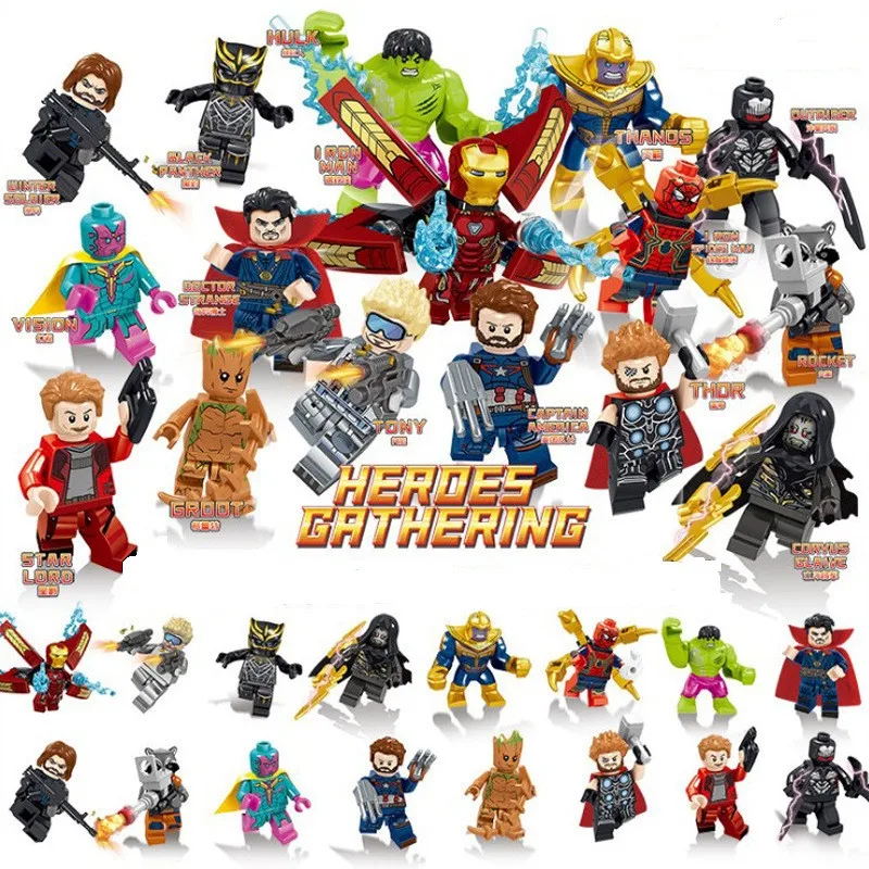 16PCS/SET Avenger Infinity War Hulk Corvus Glaive Thanos Iron Man Legoed Model Building Blocks Toys For Children Gift |