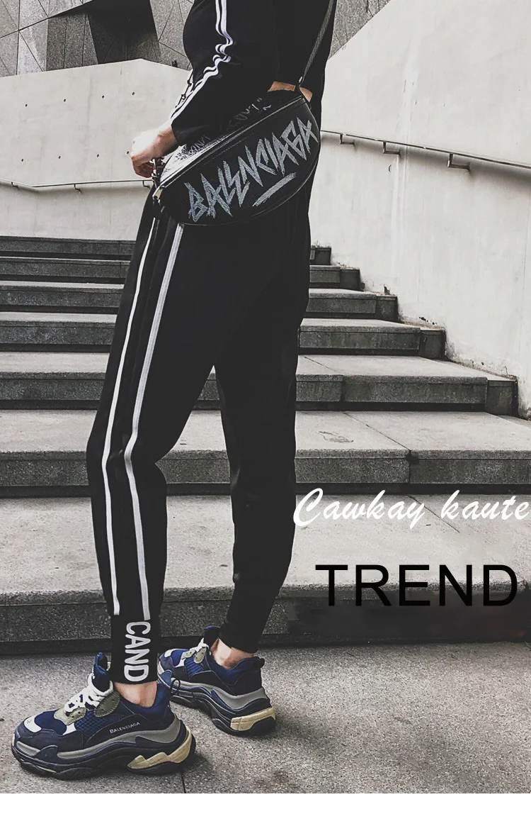 BIVIGAOS New INS Trendy Fashion White Stripe Sports Pants Joggers Women Sweatpants Spring Autumn Slimming Casual Harem Pants