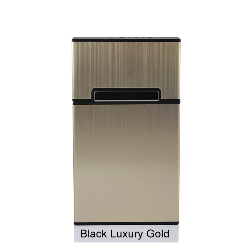 Black Luxury Gold Чехол для сигарет, аксессуары для курения, карманная коробка, 1 шт., коробки для сигарет, держатель для табака, алюминиевый сплав, подарок для мужчин - Цвет: Black Luxury Gold