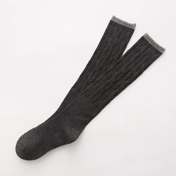 Dark grey Зимние толстые Ins стиль винтажные однотонные Хлопковые женские чулки теплые удобные длинные колготки для женщин модные простые повседневные Sox - Цвет: Dark grey