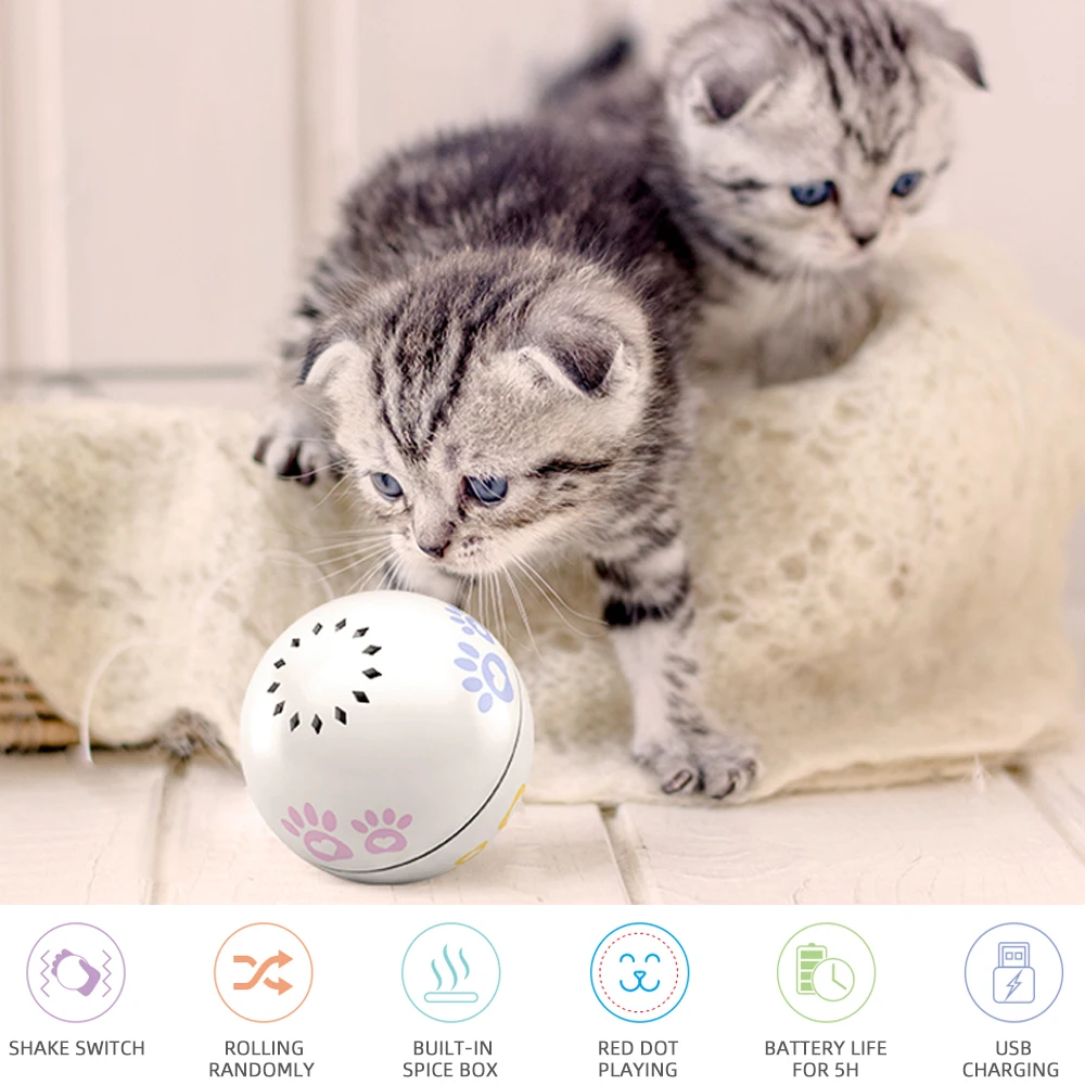 

Hot New Cat Toys Interactive Ball USB Rechargeable Electric Rolling Ball Toys for Cats Interactive Magic Electronic Cats Dog Toy