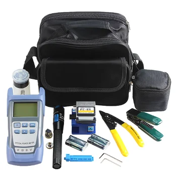 

8 In 1 Fiber Optic FTTH Tool Kit with FC-6S Fiber Cleaver and 1MW Visual Fault Locator Stripper CFS-2 Alcohol bottle