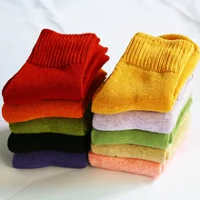 Новинка, зимние женские толстые теплые шерстяные хлопковые Модные Повседневные носки, женские хлопковые шерстяные и махровые носки, 5 пар