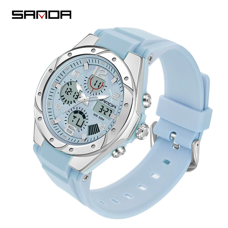 SANDA Luxury Ms LED Digital Sport Watch Fashion Casual Gold Wrist Watch Women Girl Military Waterproof Wristwatches Montre Dames 