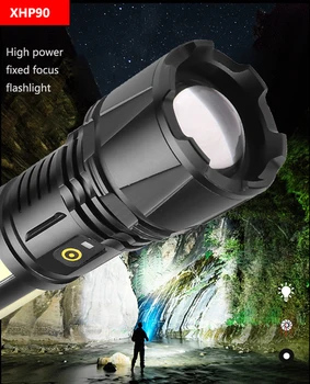 

XHP90+COB Flashlight Ultra Bright Torch Outdoor Zoomable USB Rechargeable Flashlight Torch Tactical Light Household Flashlight
