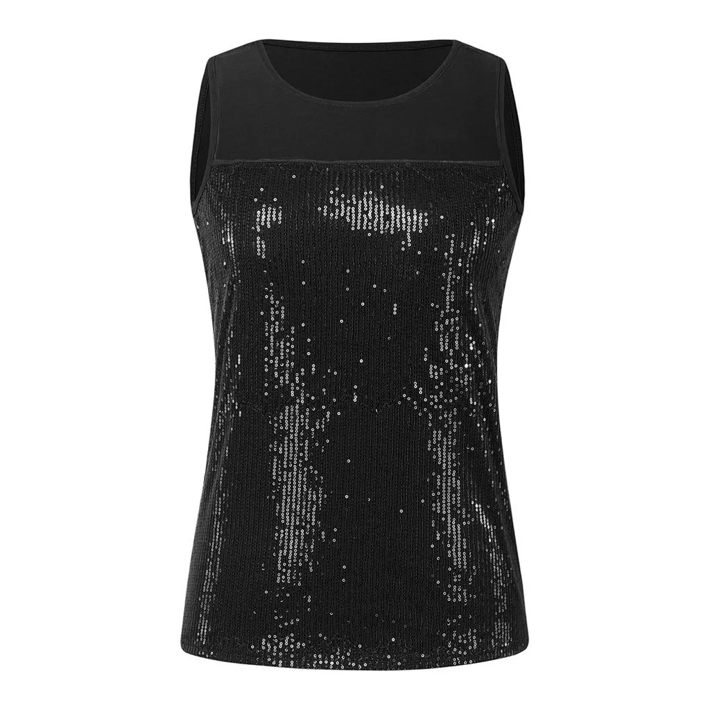 Блестящий женский топ без рукавов на бретельках с открытой спиной Cami Swing Tshirt Strappy Camisole Top femme