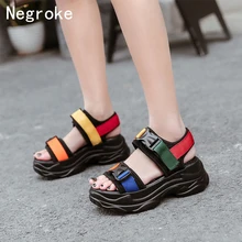 Hot High Heeled Sandals Female Summer 2020 Women Thick Bottom Shoes Wedge Open Toe Platform Shoes Increased Woman Shoes