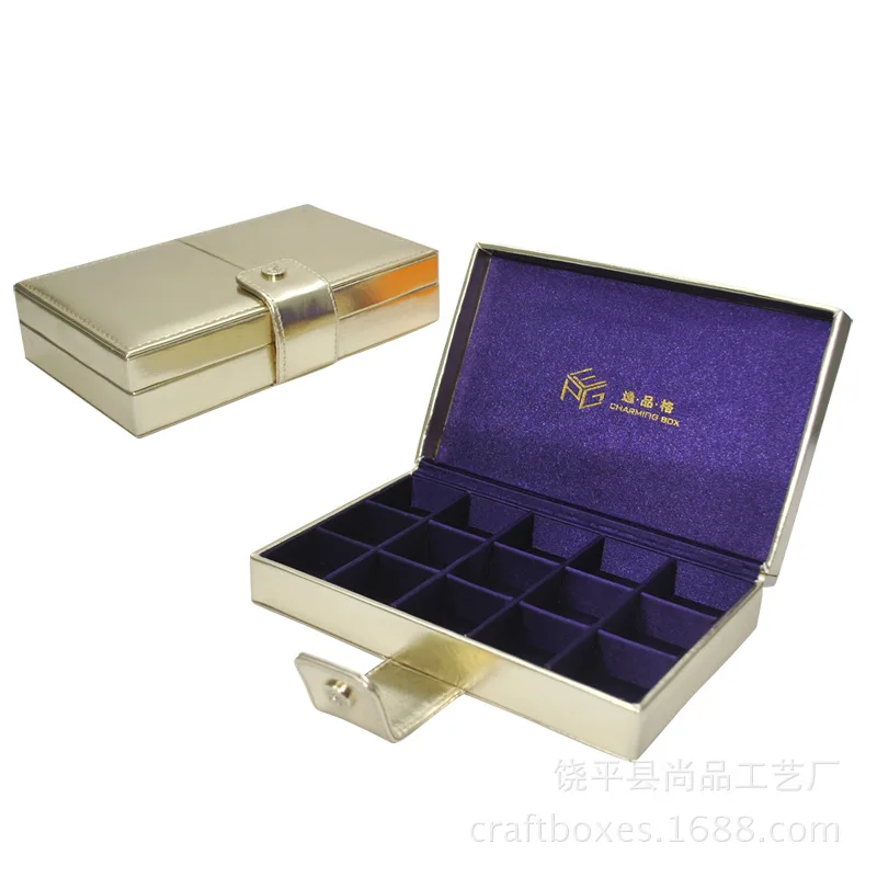 

Fashion Gold Multi-functional Jewlery Box Multi-Seperated Silver Sleeve Nail Earrings Ring Small Jewelry Box