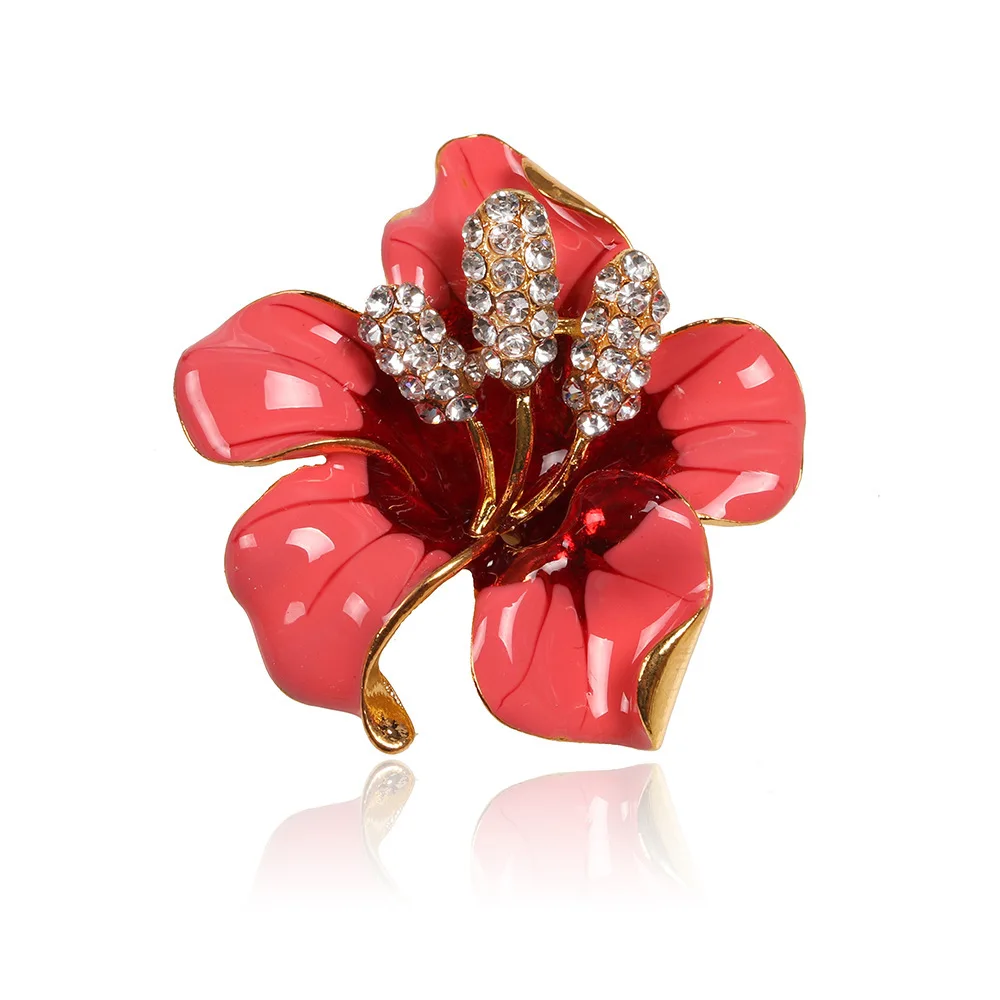 Модные эмалированные стразы цветок лилии брошь 5 видов цветов на выбор для женщин