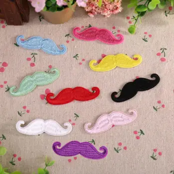 

Colored Mustache Patches Clothing Embroidered Stripes Badges for Backpack Iron on Transfer Appliques Stickers for Clothes