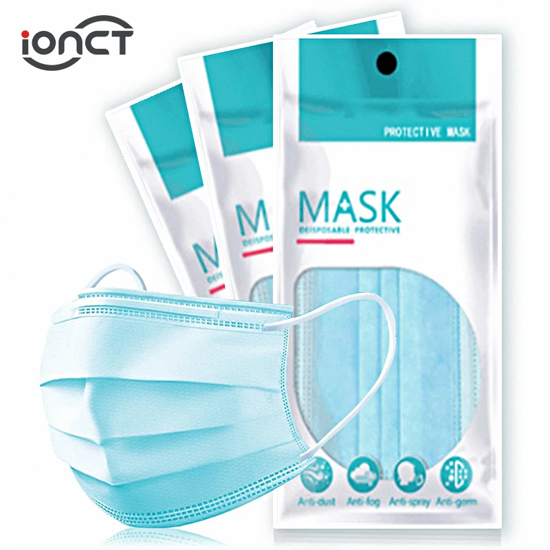 

60PCS/LOT Face mask 3-Ply PM2.5 Disposable mask Elastic Soft Breathable Face mouth Mask prevent
