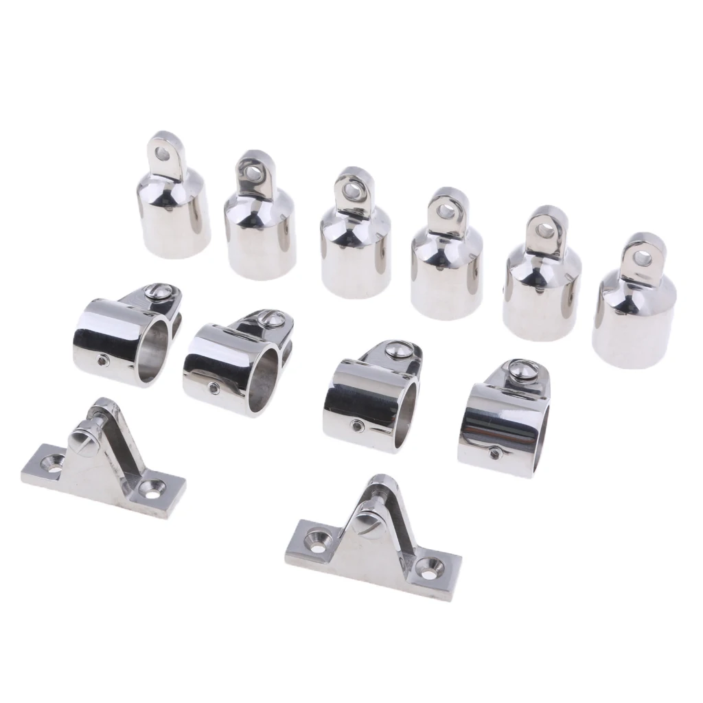 13pcs Stainless Steel 3-Bow 1'' Bimini Top Boat Fittings Marine Hardware