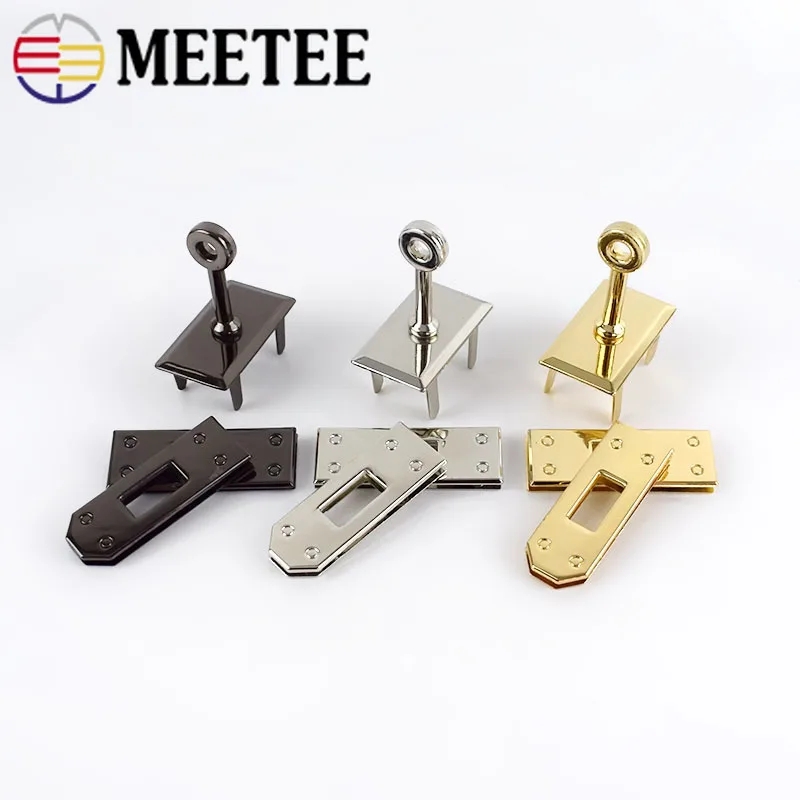 

Meetee 1set(3pc) Metal Bag Lock Buckles Combination Clasp Lock DIY Luggage Handbag Wallet Leather Craft Hardware Accessory BD453