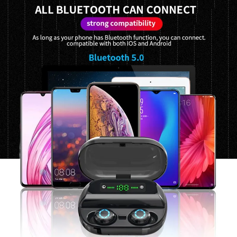 Горячие TWS беспроводные Bluetooth наушники сенсорное управление цифровой дисплей Беспроводные наушники Bluetooth гарнитура с зарядным устройством