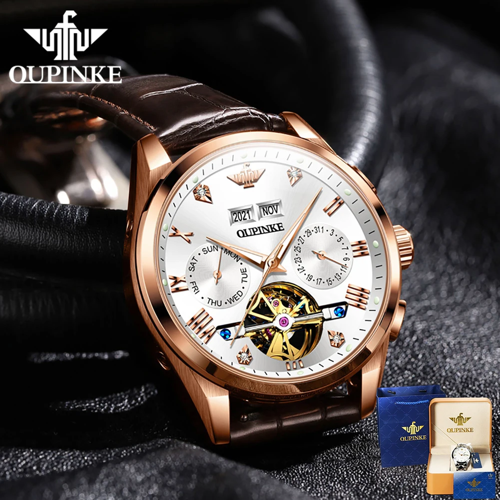Часы OUPINKE Мужские механические Роскошные автоматические наручные