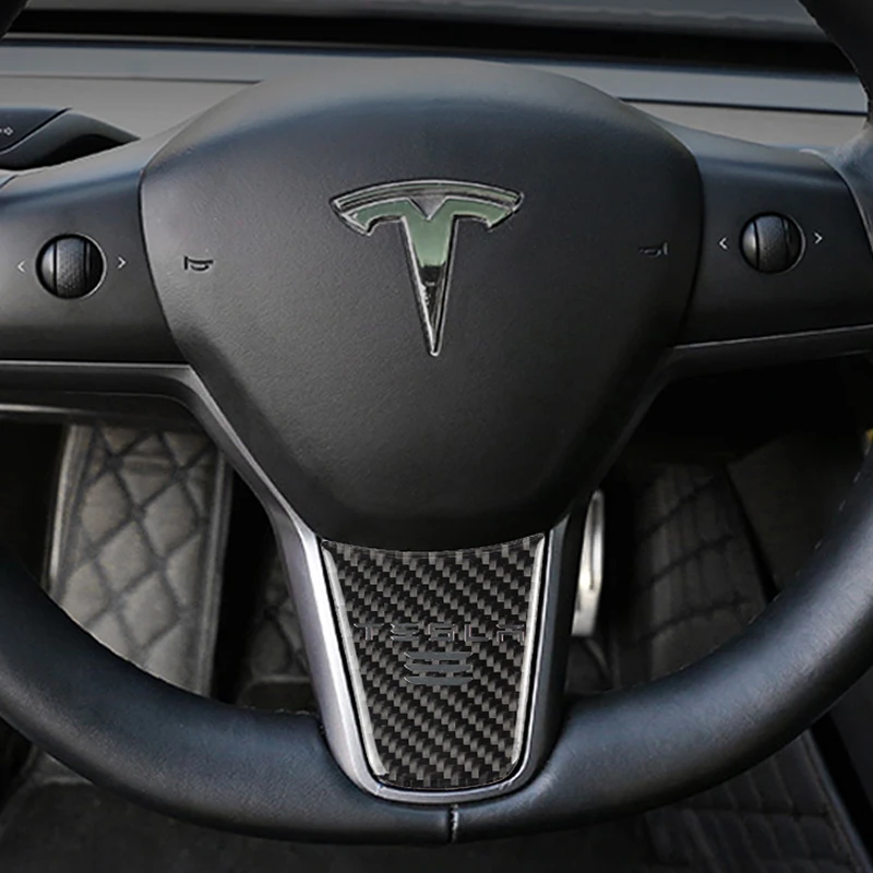Steering Wheel Panel Carbon Fiber Protector | Tesla Model 3 X S