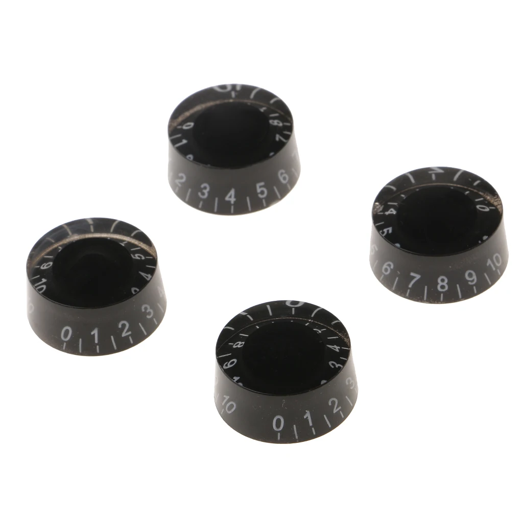 Pack of 4 Volume Tone Control Knobs Caps with Number Plastic for Les Paul Electric Guitar Black