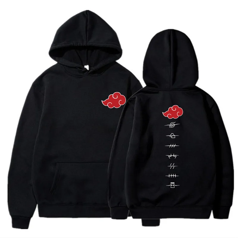 Japan Anime Akatsuki Cloud Symbols Print Men Hoodies Sweatshirt Streetwear Hoodie Women Oversized Pullover Hoody | Мужская одежда