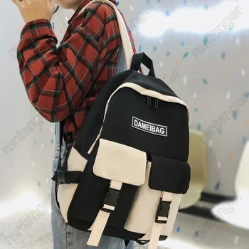 

College Student Women Backpack Cute Harajuku New School Bag Book Kawaii Ladies Backpack Waterproof Nylon Girl Trendy Bags Female