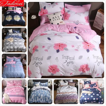 

Tropic Leaves Pink Duvet Cover 3/4 pcs Bedding Set Adult Kids Soft Cotton Bed Linens Single Full Queen King Size 150x200 180x220