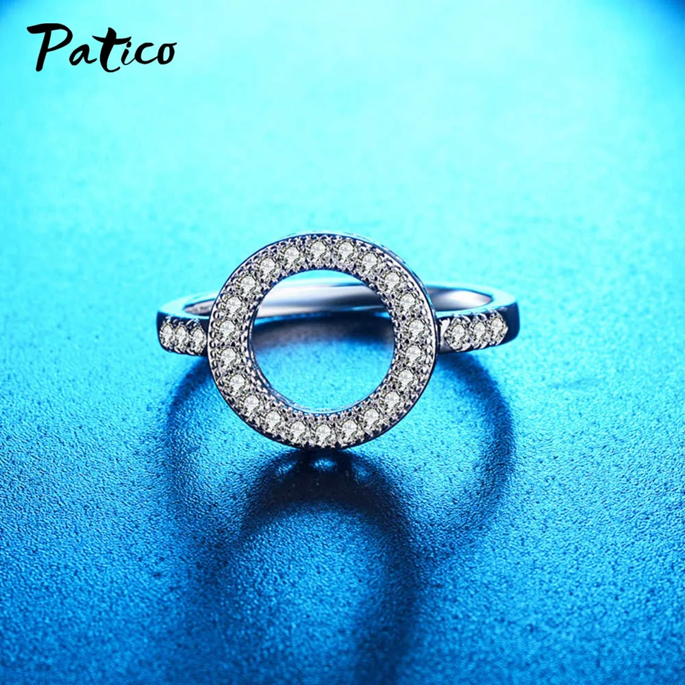 Brand Boutique Women 925 Sterling Silver Round Finger Rings Promise Engagement Wedding Bijoux Lovers Birthday Gift Jewelry