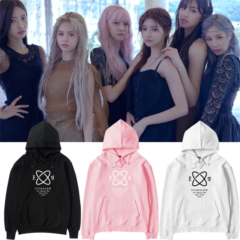 Kpop Everglow адиос Hush альбом все с именами членов группы печати толстовки унисекс