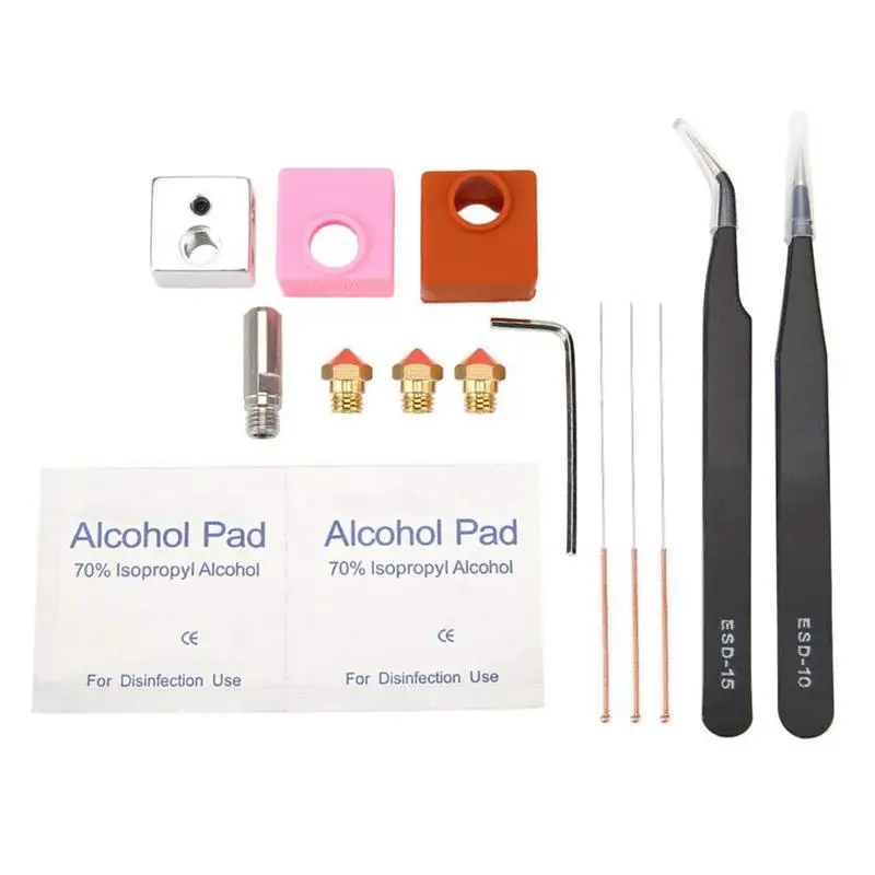

Mk10 Heating Block Silicone Sleeve Case Throat Pipe Nozzle Cleaning Drill Tweezers Kit For 3D Printer Parts