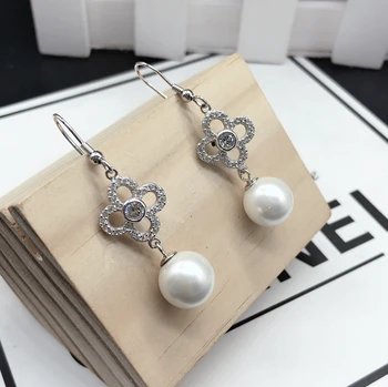 

Latest Arrival Combination Drop Earrings For Women Fashion Jewelry 2018 Unique Trendy Elegant Wholesale White Pearl S925 Silver