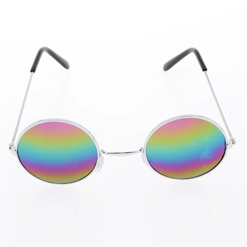 Peace Sign Necklace Earring Hippie Sun Glasses Hippie Costume Accessories Colorful Large Round Earring Necklace and Sunglasses