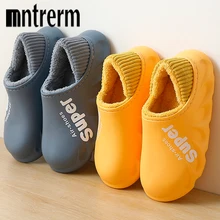 2020 Waterproof Non-Slip Home Slippers Women EVA Slippers Winter Warm Indoor Cotton Shoe Ladies Soft Couples Shoes Thick Bottom