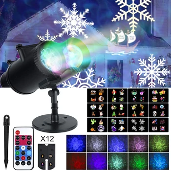 

2 in 1 Christmas Projector Light Ocean Wave Snowflake Waterproof Christmas Projector Light 12 Slide Pattern Xmas Projector Decor