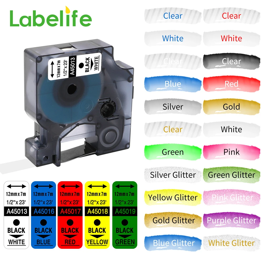 4PCS A45013 Label Tape Printer Ribbons Compatible Dymo Label Tapes D1 450D 160 