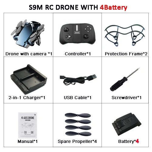 S9M WiFi FPV складной мини Радиоуправляемый Дрон высота 2,4G 720P камера Дрон селфи-Квадрокоптер приложение управление RC Вертолет подарок S9HW S9 - Цвет: S9M-2MP-4B
