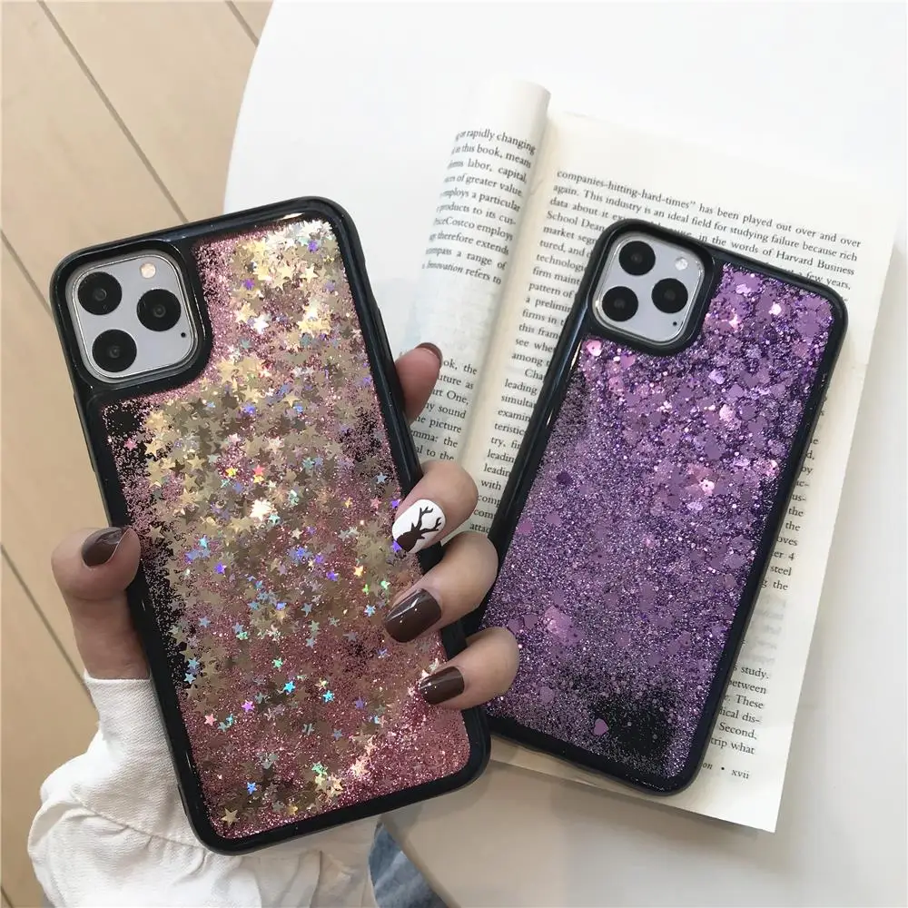 Black Silicone Bumper Dynamic Liquid Quicksand Case For iphone 11 Pro MAX 6 6s 7 8 Plus XS X Cover TPU Caso for XR |