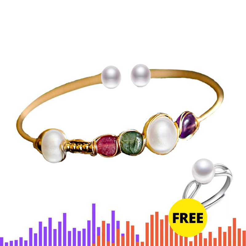 DAIMI разноцветный браслет с жемчугом в стиле барокко ручной работы драгоценными