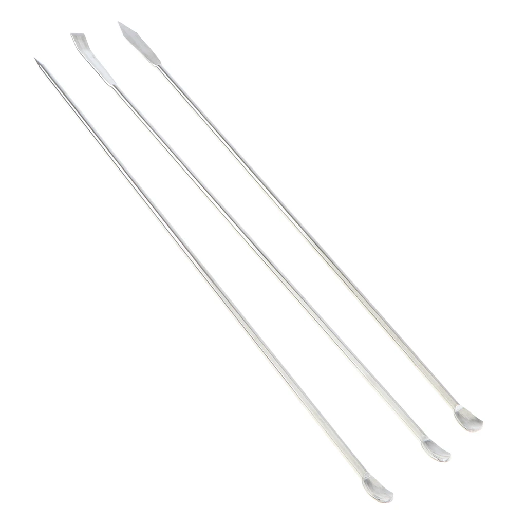 Set of 3 Stainless Steel Micro Lab Scoop Reagent Lab Sampling Spoon Mixing Spatula