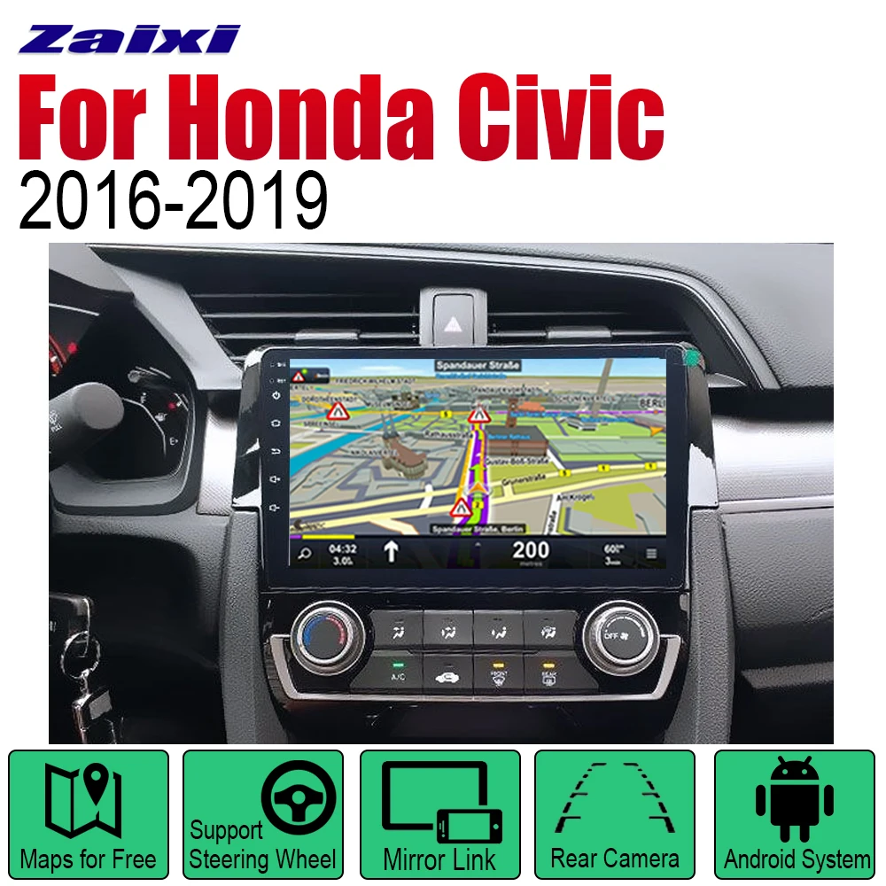 ZaiXi Android 2 Din Авто Радио для Honda Civic~ автомобильный мультимедийный плеер gps навигационная система Радио стерео