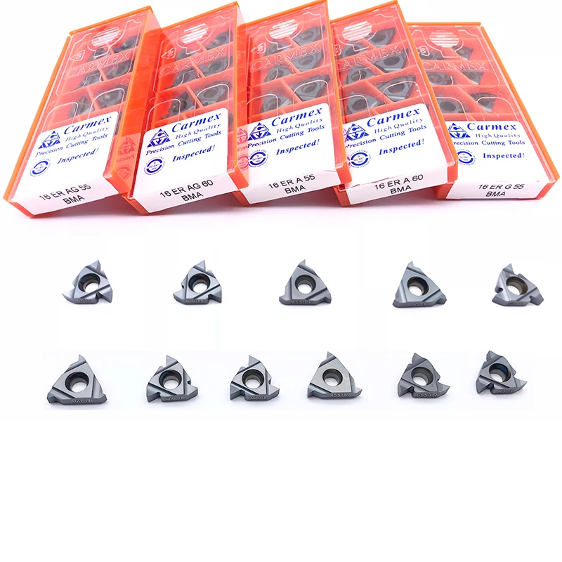 10pcs 100% 원래 Carmex16ER AG60 AG55 A60 G55 16IR BMA Carmex CNC 스레드 카바이드 블레이드 선반 터닝 블레이드 도구