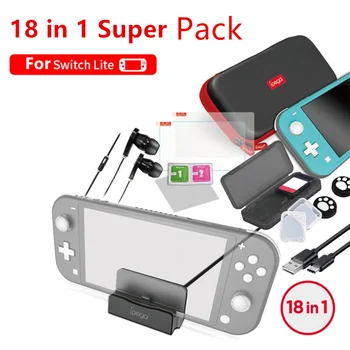 

18in1 Super Pack Storage Bag+Card Holder Box+Charging Cable+Stand+Protective Case+Earphone+Cap+Screen Protector For Nintend Lite
