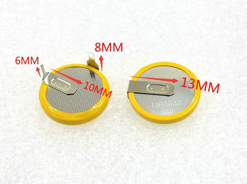 2 шт LIR2032 2032 3,6 V литиевая Новая аккумуляторная батарея