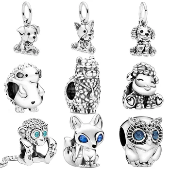 

2020 New Cute Animal Charms Dog Owl Fox Turtle Dangle Charms Beads fit Original European Bracelets Women DIY Jewelry 45 types