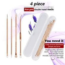 

4-Pack Rose Gold Acne Removal Needles for Women Facial Acne Blackhead Tools Women's Beauty Acne Treatment Pore Cleaner