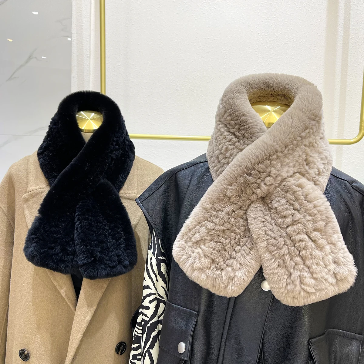 

Зимний женский шарф, вязаный теплый толстый шарф на шею, пушистый воротник, роскошный мягкий глушитель